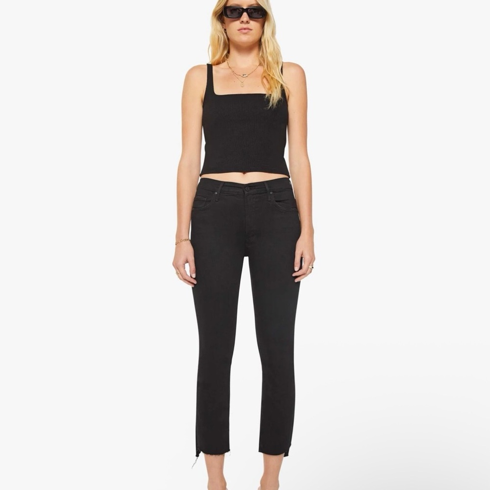 MOTHER Insider Crop Step Fray Jeans-Black